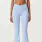 Crossover Waist Flare Leg Yoga Pants with Stretch Fit Fabric and Smooth Contoured Silhouette