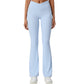 Crossover Waist Flare Leg Yoga Pants with Stretch Fit Fabric and Smooth Contoured Silhouette