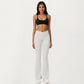 Crossover Waist Flare Leg Yoga Pants with Stretch Fit Fabric and Smooth Contoured Silhouette