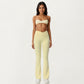 Crossover Waist Flare Leg Yoga Pants with Stretch Fit Fabric and Smooth Contoured Silhouette