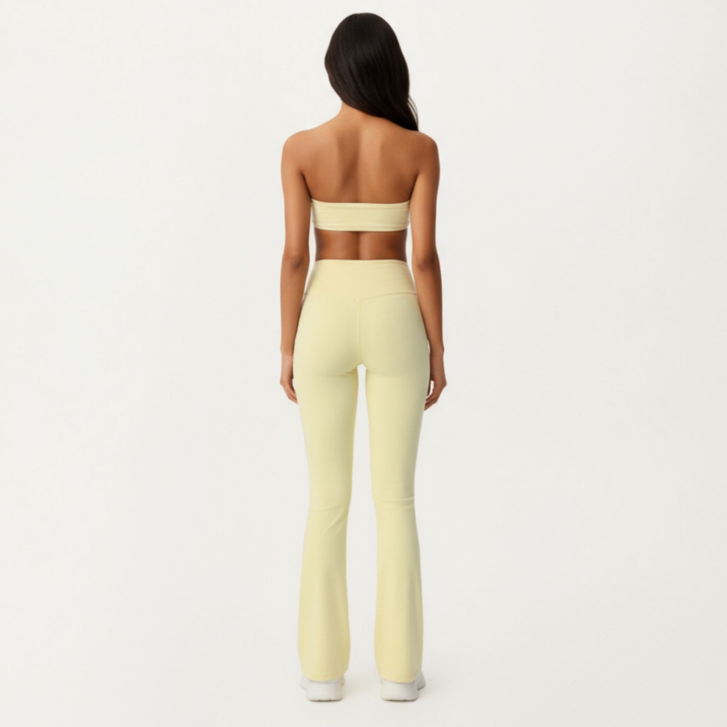 Crossover Waist Flare Leg Yoga Pants with Stretch Fit Fabric and Smooth Contoured Silhouette