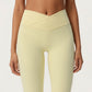 Crossover Waist Flare Leg Yoga Pants with Stretch Fit Fabric and Smooth Contoured Silhouette