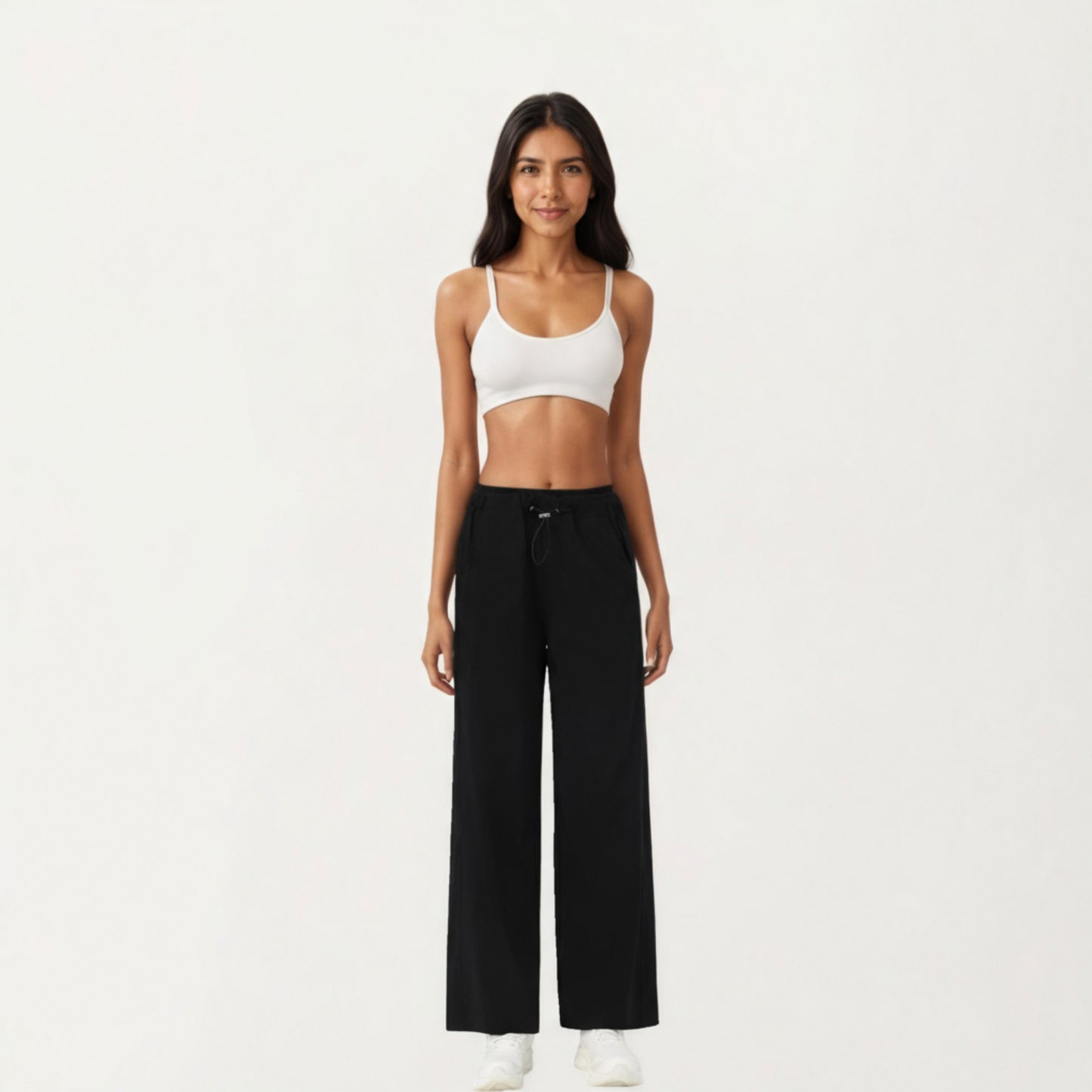 High Waist Wide Leg Sweatpants with Adjustable Drawstring Waistband and Relaxed Fit