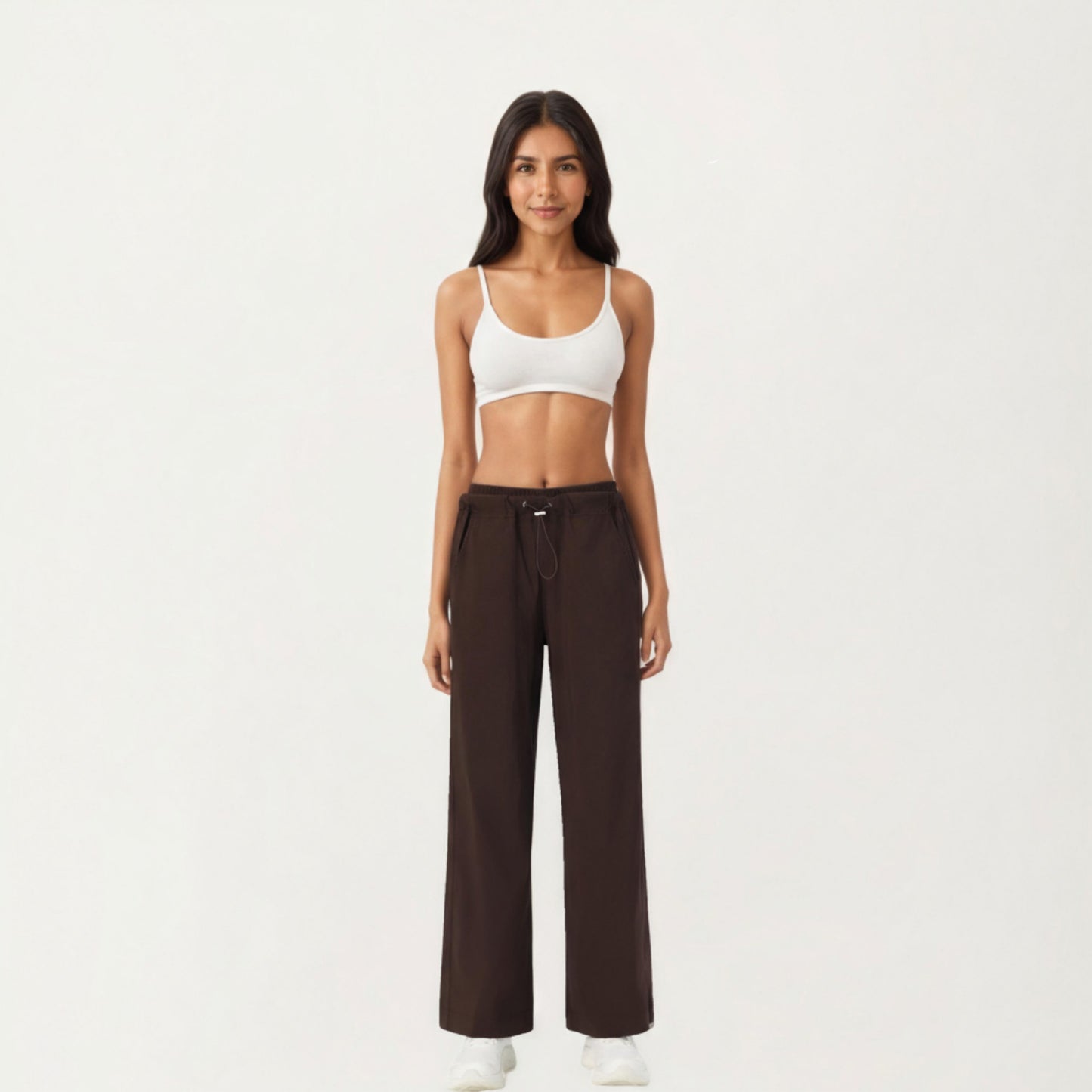High Waist Wide Leg Sweatpants with Adjustable Drawstring Waistband and Relaxed Fit