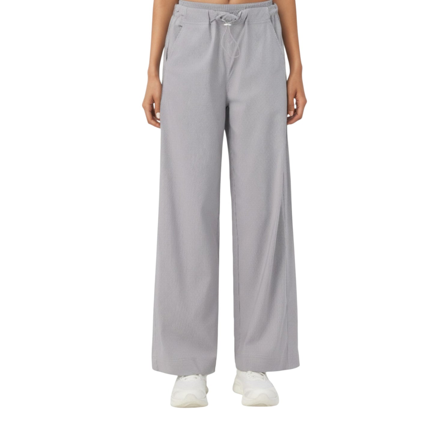 High Waist Wide Leg Sweatpants with Adjustable Drawstring Waistband and Relaxed Fit
