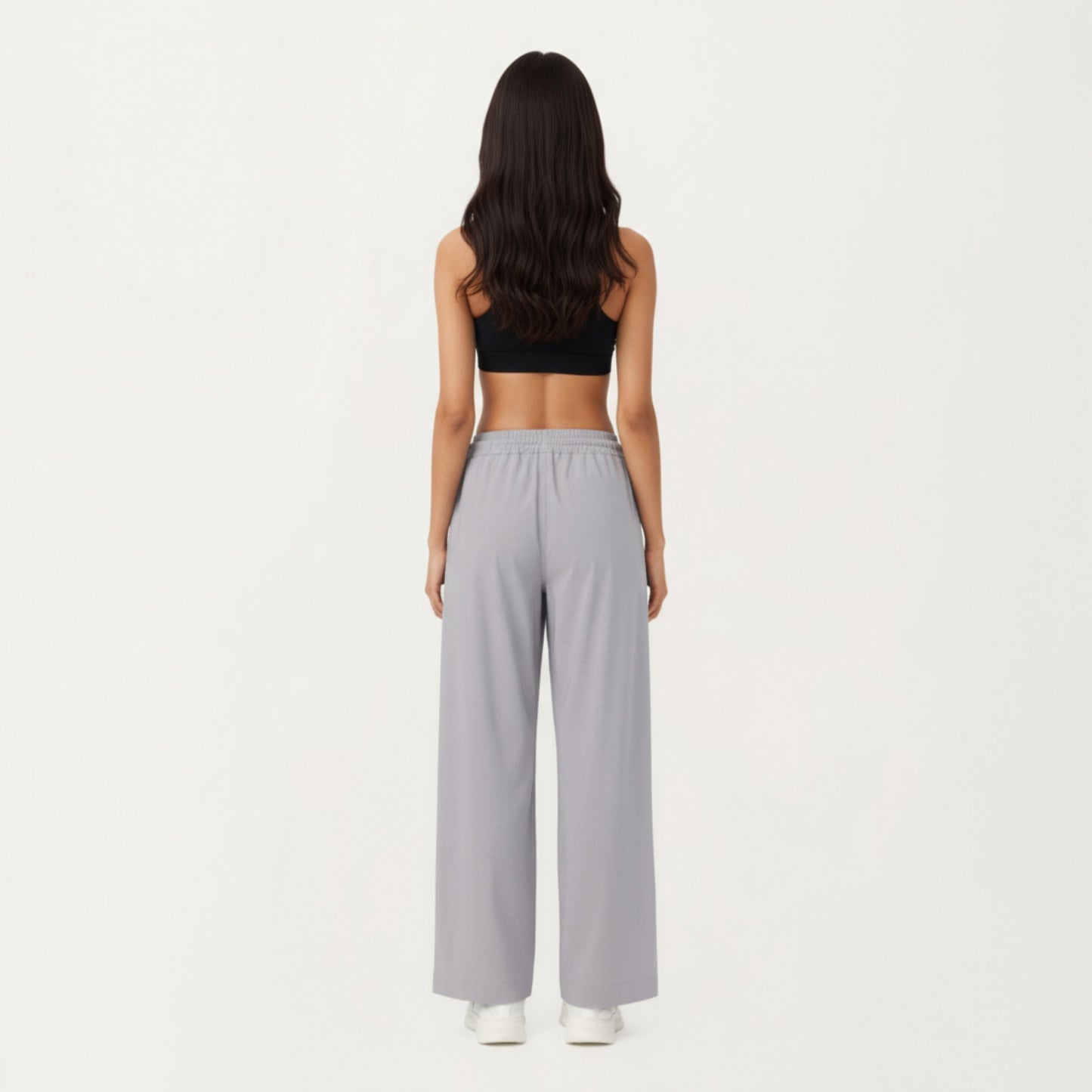 High Waist Wide Leg Sweatpants with Adjustable Drawstring Waistband and Relaxed Fit