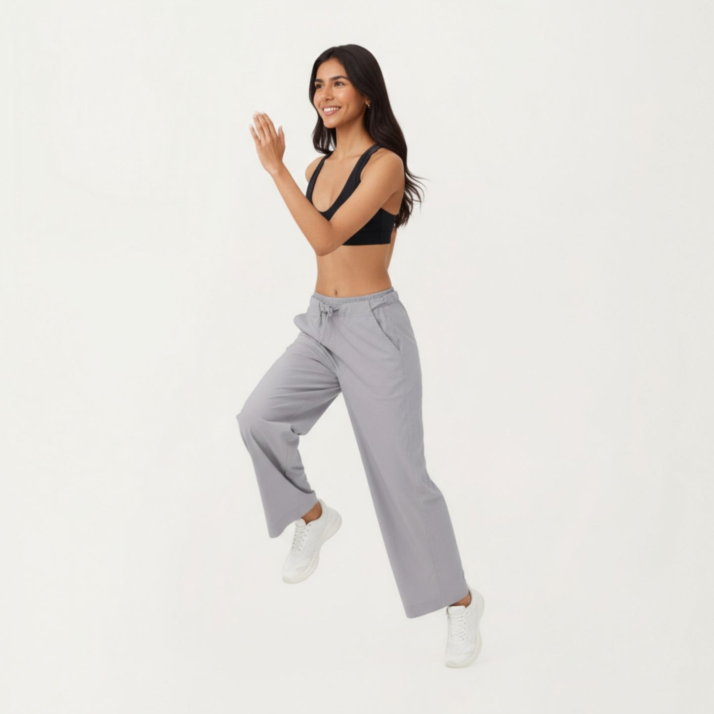 High Waist Wide Leg Sweatpants with Adjustable Drawstring Waistband and Relaxed Fit