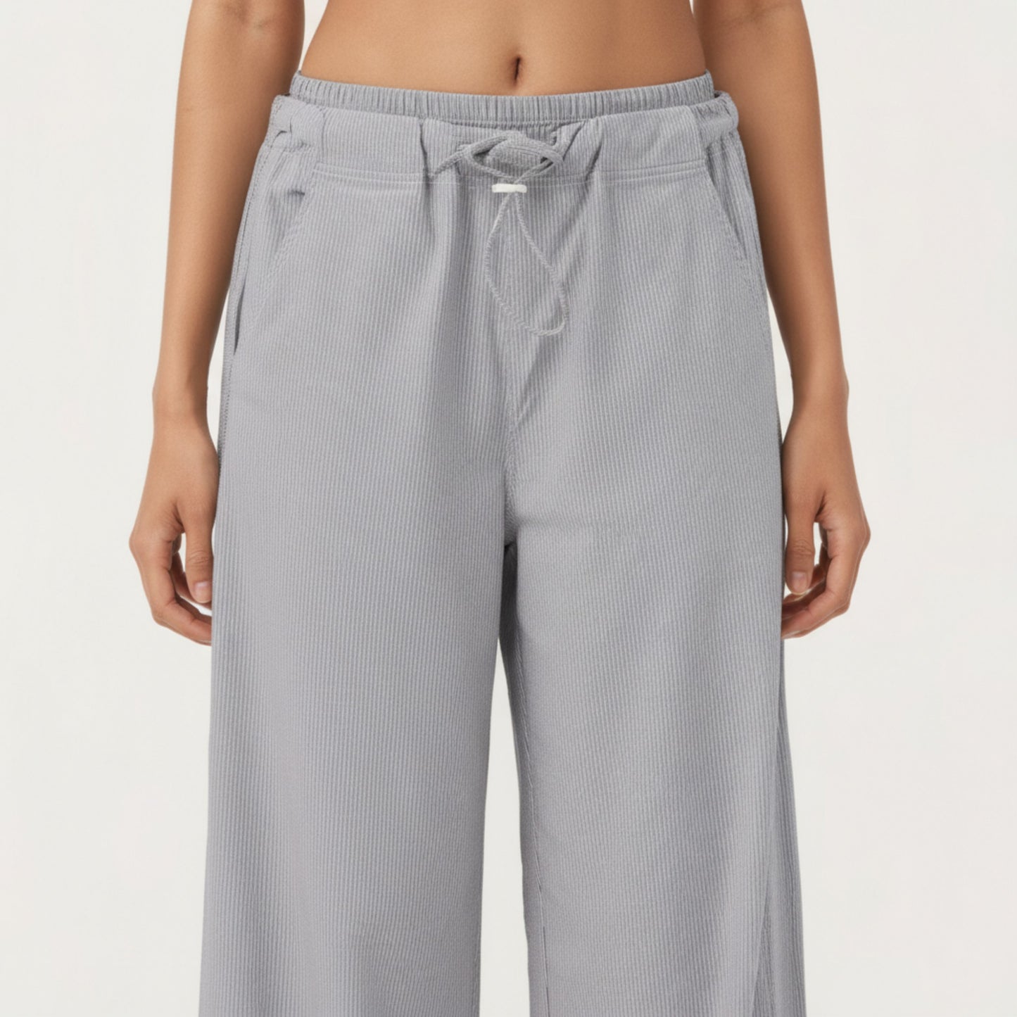 High Waist Wide Leg Sweatpants with Adjustable Drawstring Waistband and Relaxed Fit