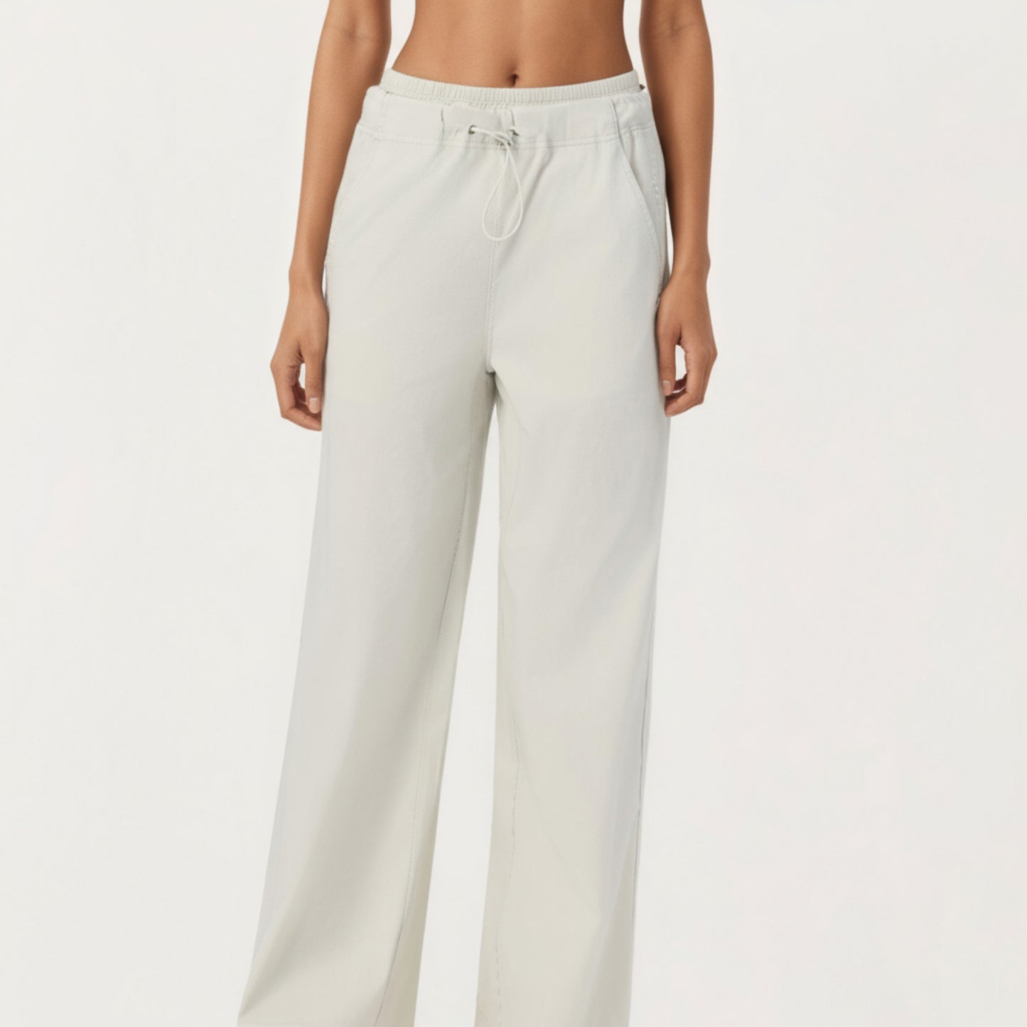 High Waist Wide Leg Sweatpants with Adjustable Drawstring Waistband and Relaxed Fit