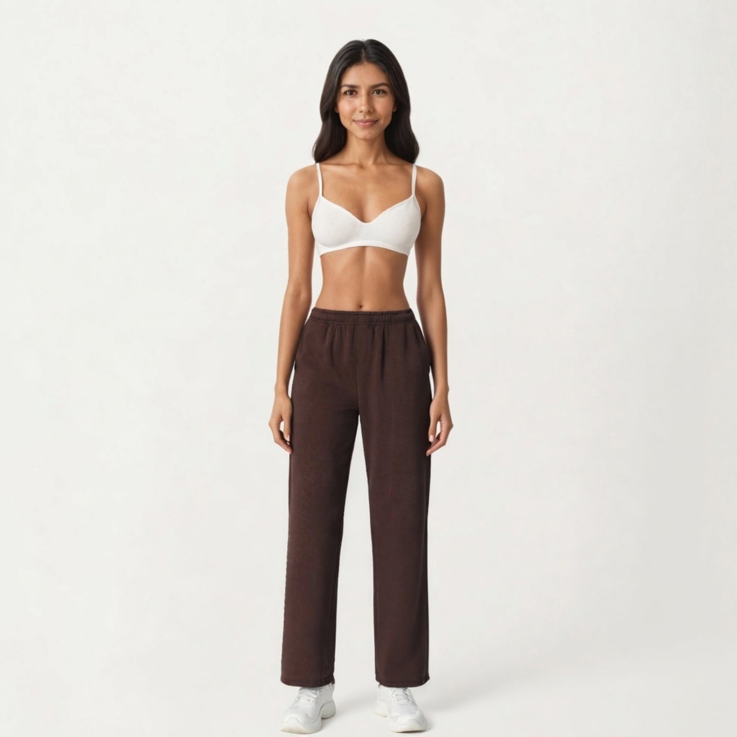 High Waist Relaxed Fit Sweatpants with Elastic Waistband and Side Pockets