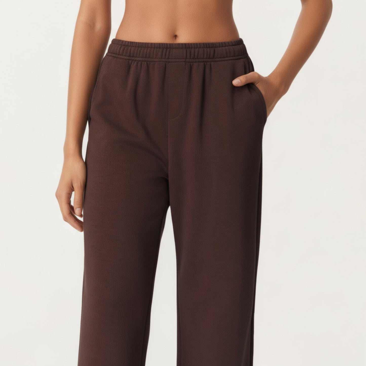 High Waist Relaxed Fit Sweatpants with Elastic Waistband and Side Pockets