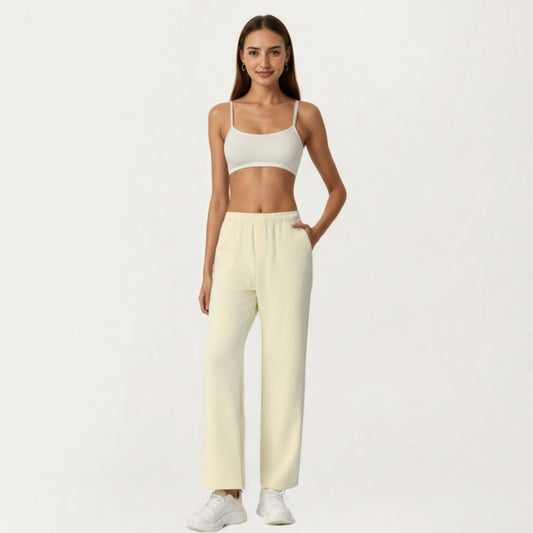 High Waist Relaxed Fit Sweatpants with Elastic Waistband and Side Pockets