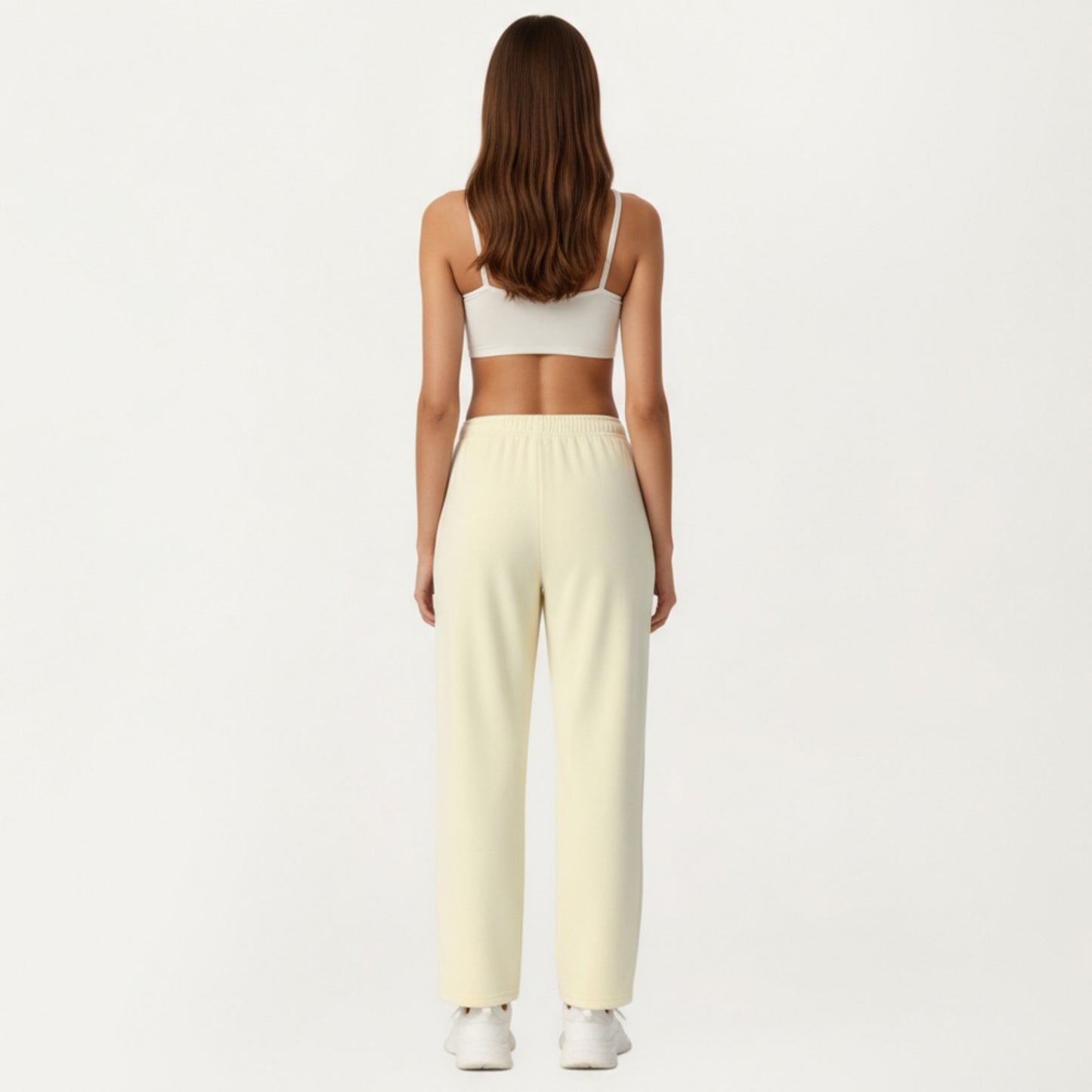 High Waist Relaxed Fit Sweatpants with Elastic Waistband and Side Pockets