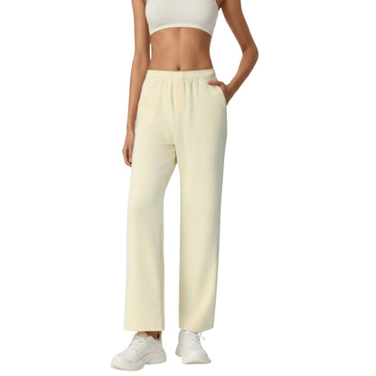 High Waist Relaxed Fit Sweatpants with Elastic Waistband and Side Pockets