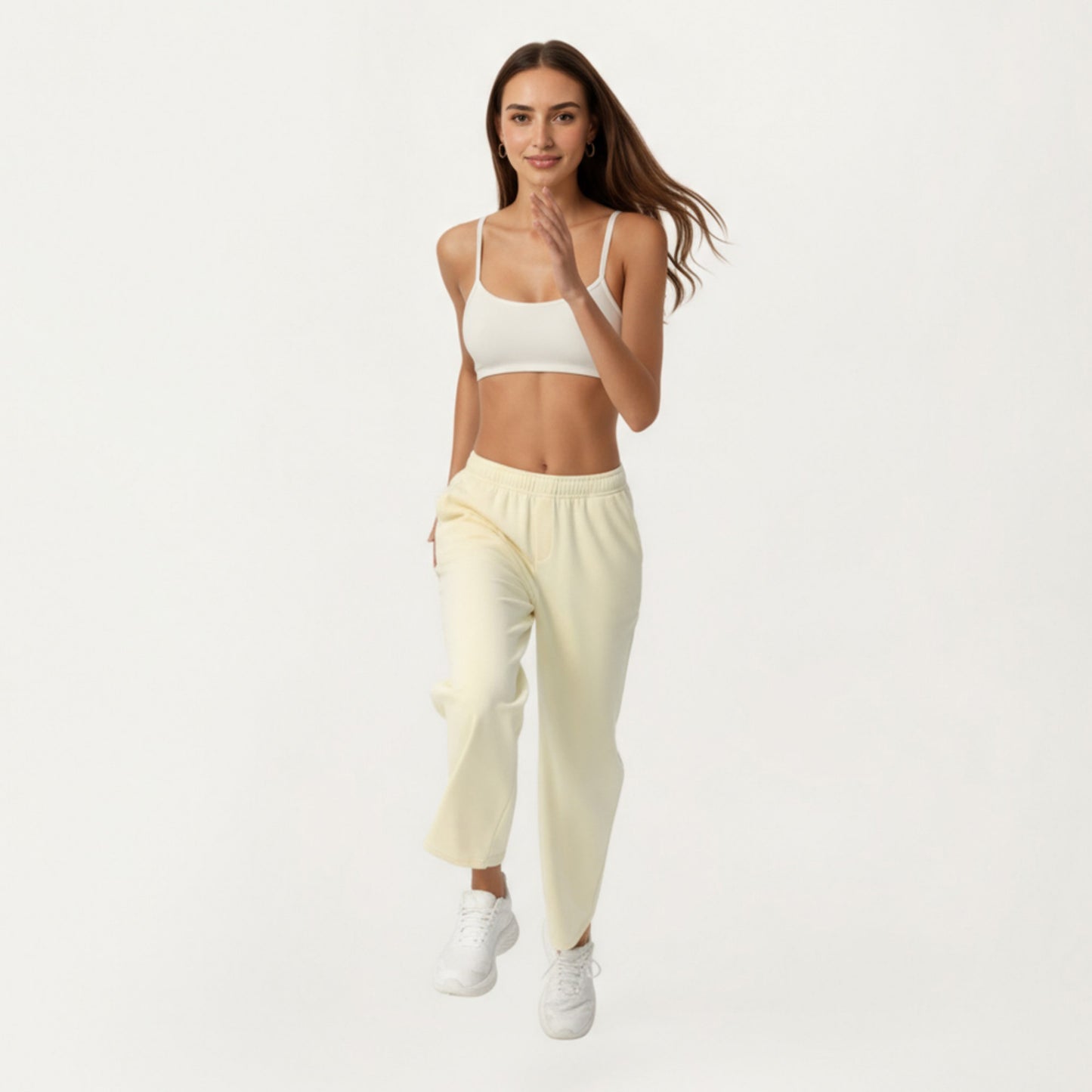 High Waist Relaxed Fit Sweatpants with Elastic Waistband and Side Pockets