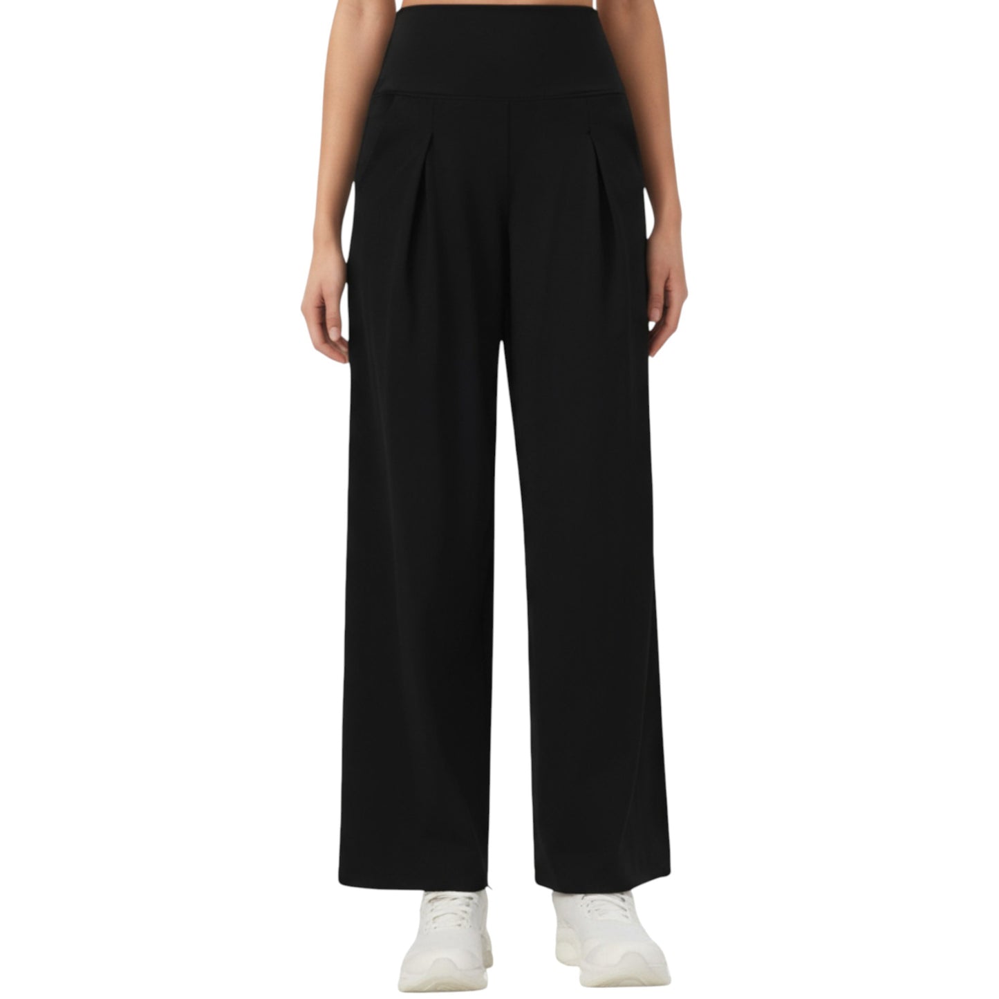 High Waist Pleated Wide Leg Sweatpants with Smooth Stretch Fabric and Relaxed Silhouette
