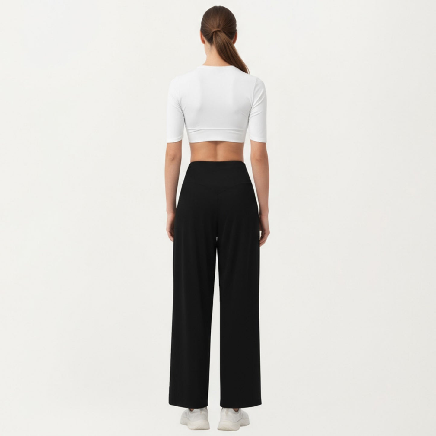 High Waist Pleated Wide Leg Sweatpants with Smooth Stretch Fabric and Relaxed Silhouette
