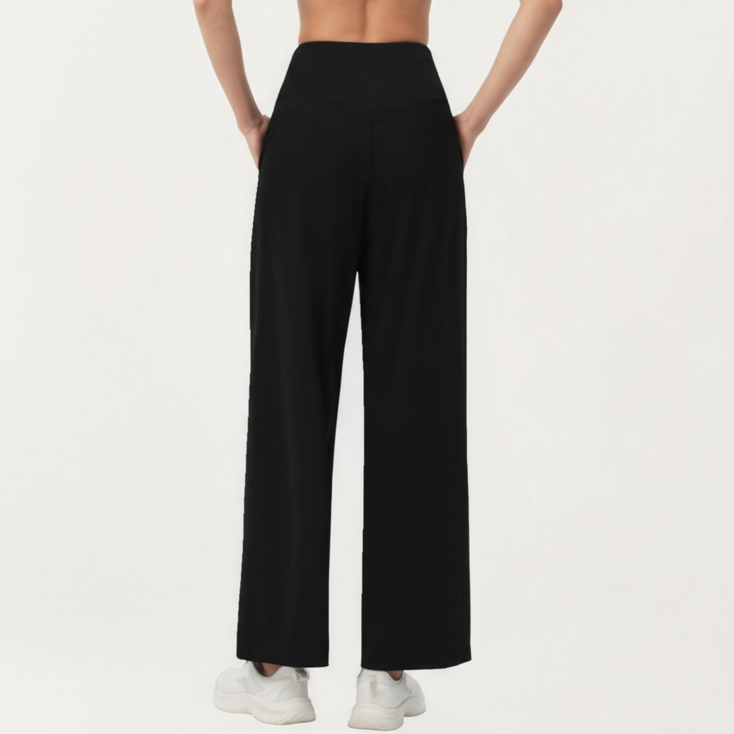 High Waist Pleated Wide Leg Sweatpants with Smooth Stretch Fabric and Relaxed Silhouette