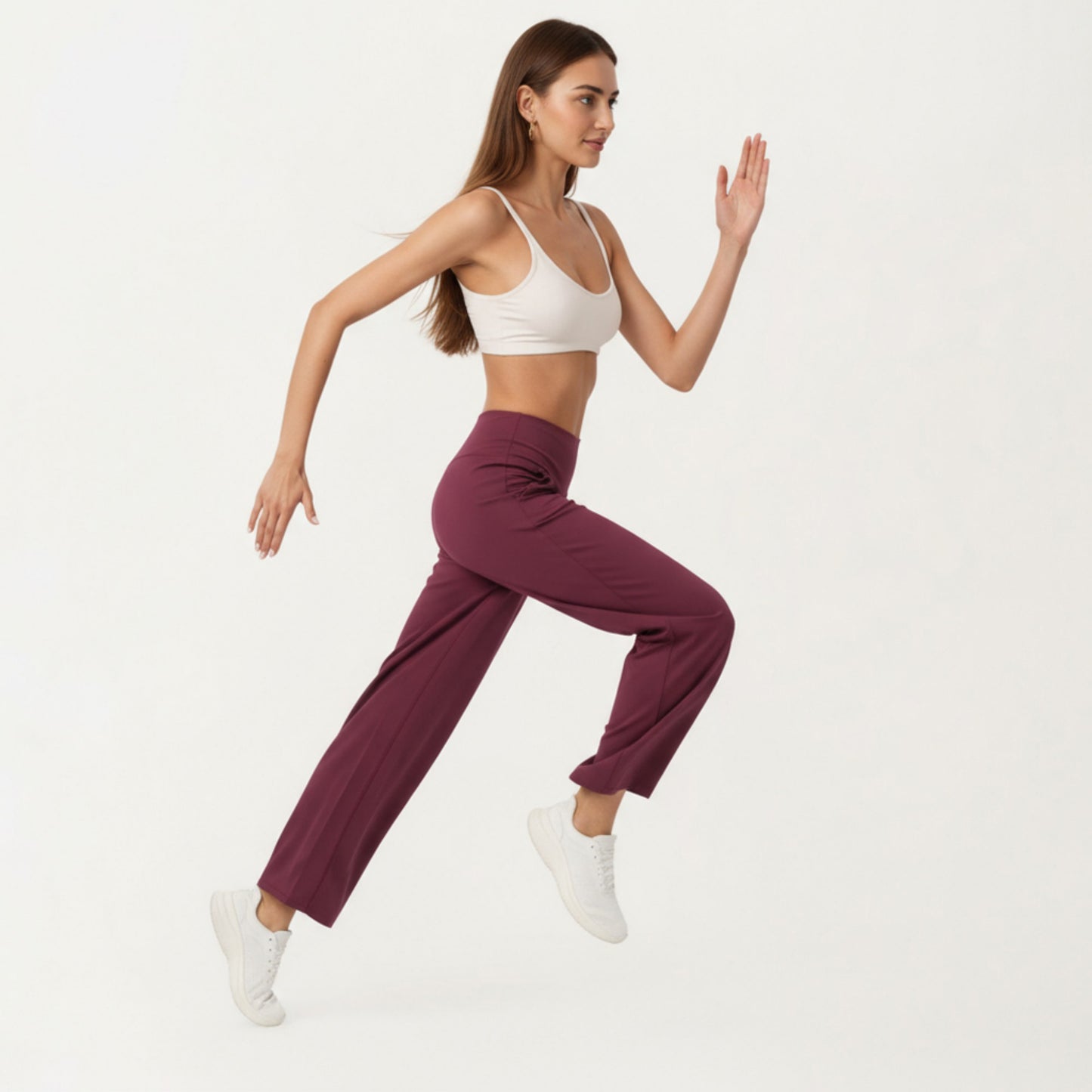 High Waist Pleated Wide Leg Sweatpants with Smooth Stretch Fabric and Relaxed Silhouette