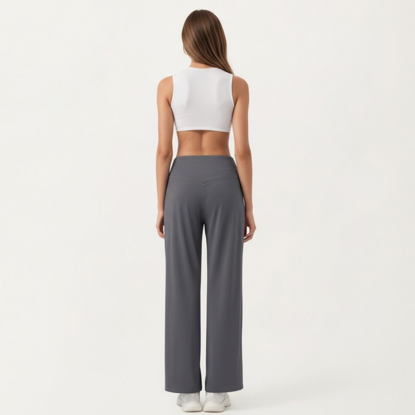 High Waist Pleated Wide Leg Sweatpants with Smooth Stretch Fabric and Relaxed Silhouette