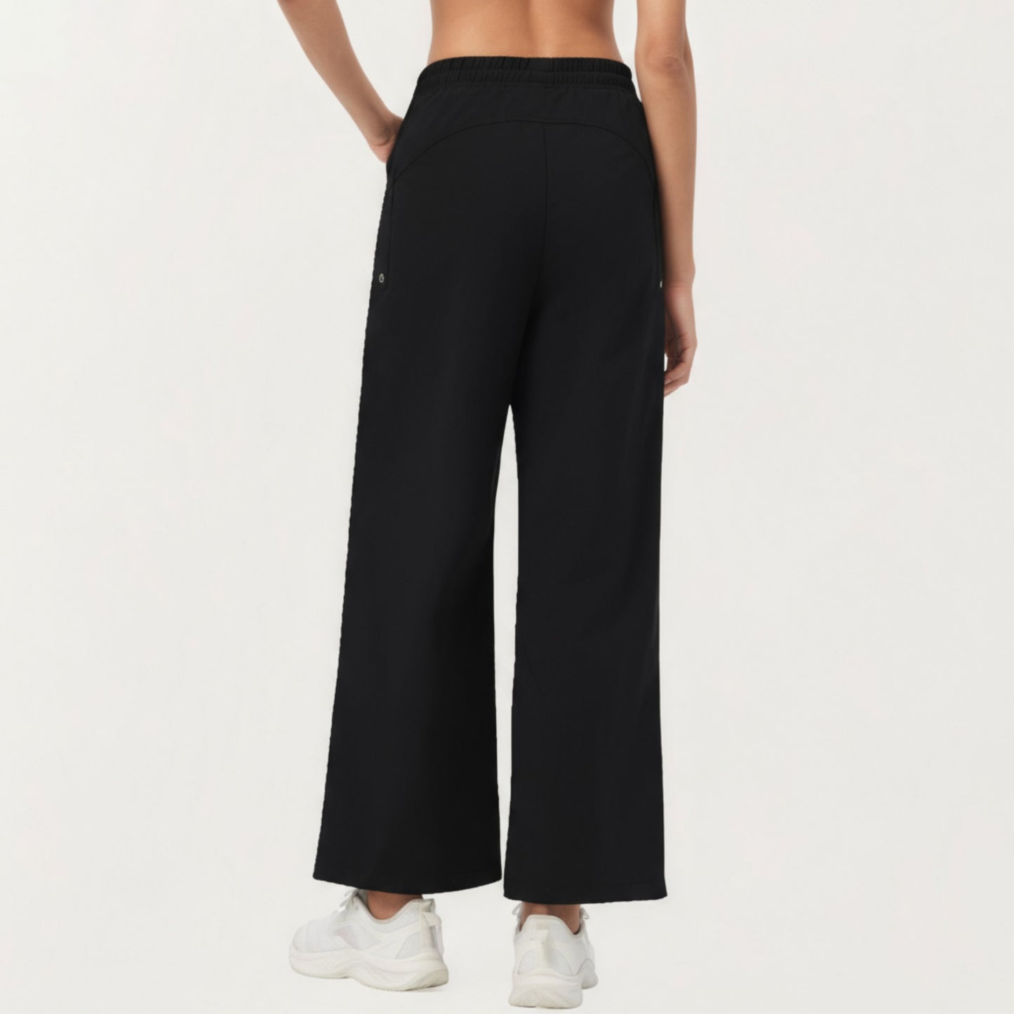 High Waist Wide Leg Cargo Sweatpants with Adjustable Drawstring and Utility Pocket Design