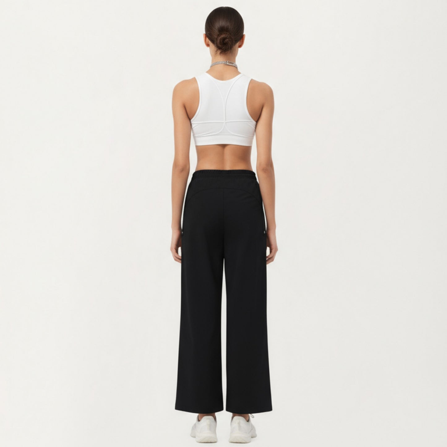 High Waist Wide Leg Cargo Sweatpants with Adjustable Drawstring and Utility Pocket Design