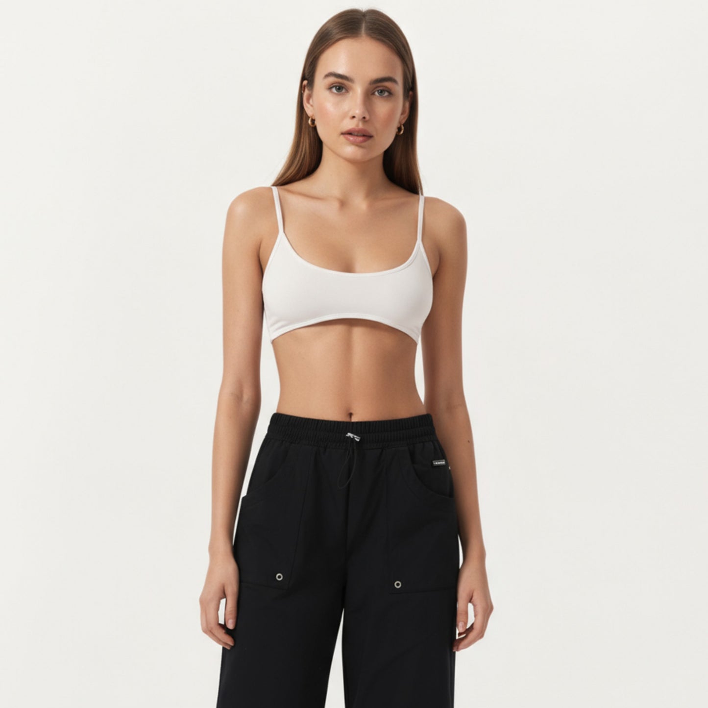 High Waist Wide Leg Cargo Sweatpants with Adjustable Drawstring and Utility Pocket Design