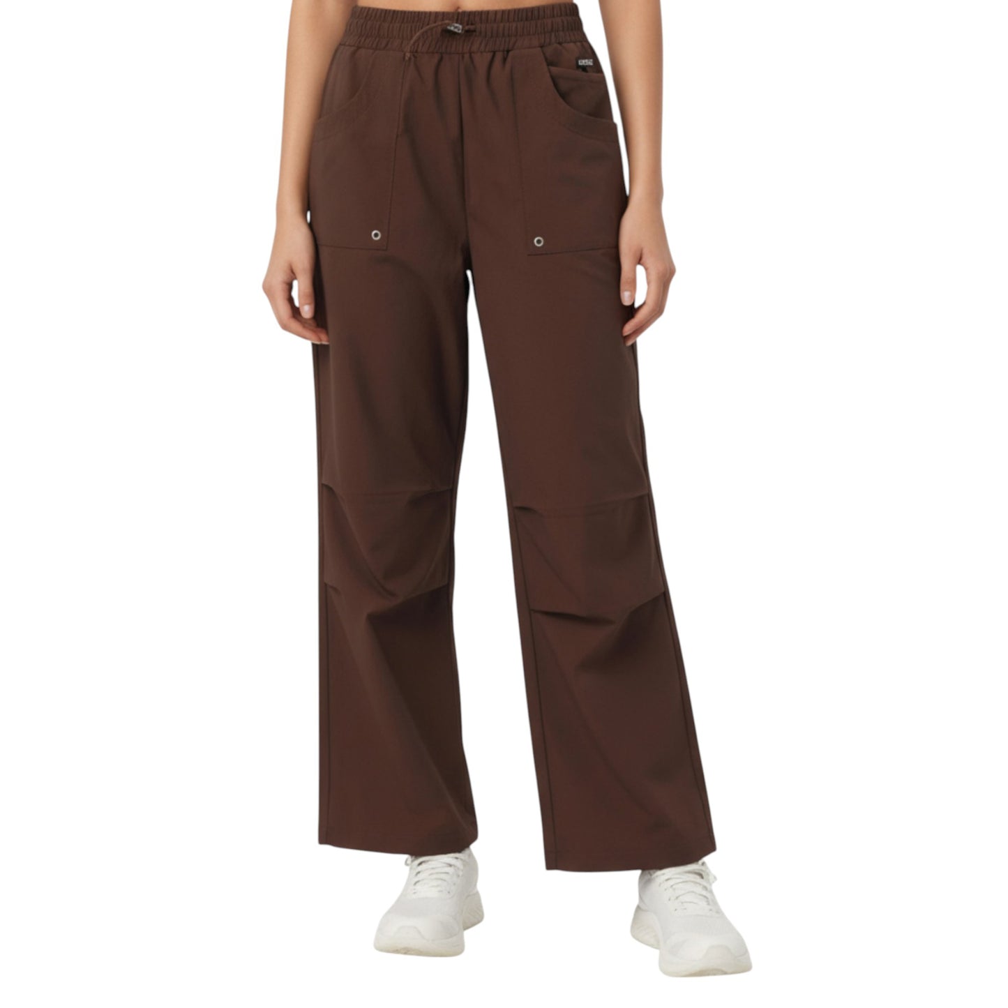 High Waist Wide Leg Cargo Sweatpants with Adjustable Drawstring and Utility Pocket Design