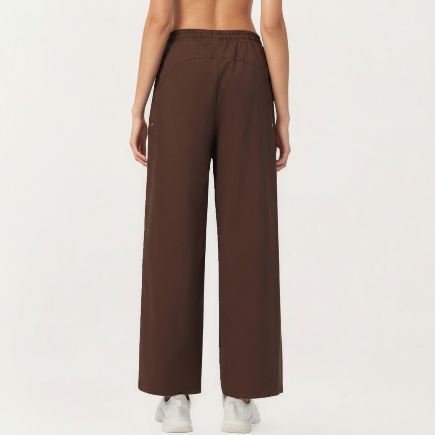 High Waist Wide Leg Cargo Sweatpants with Adjustable Drawstring and Utility Pocket Design
