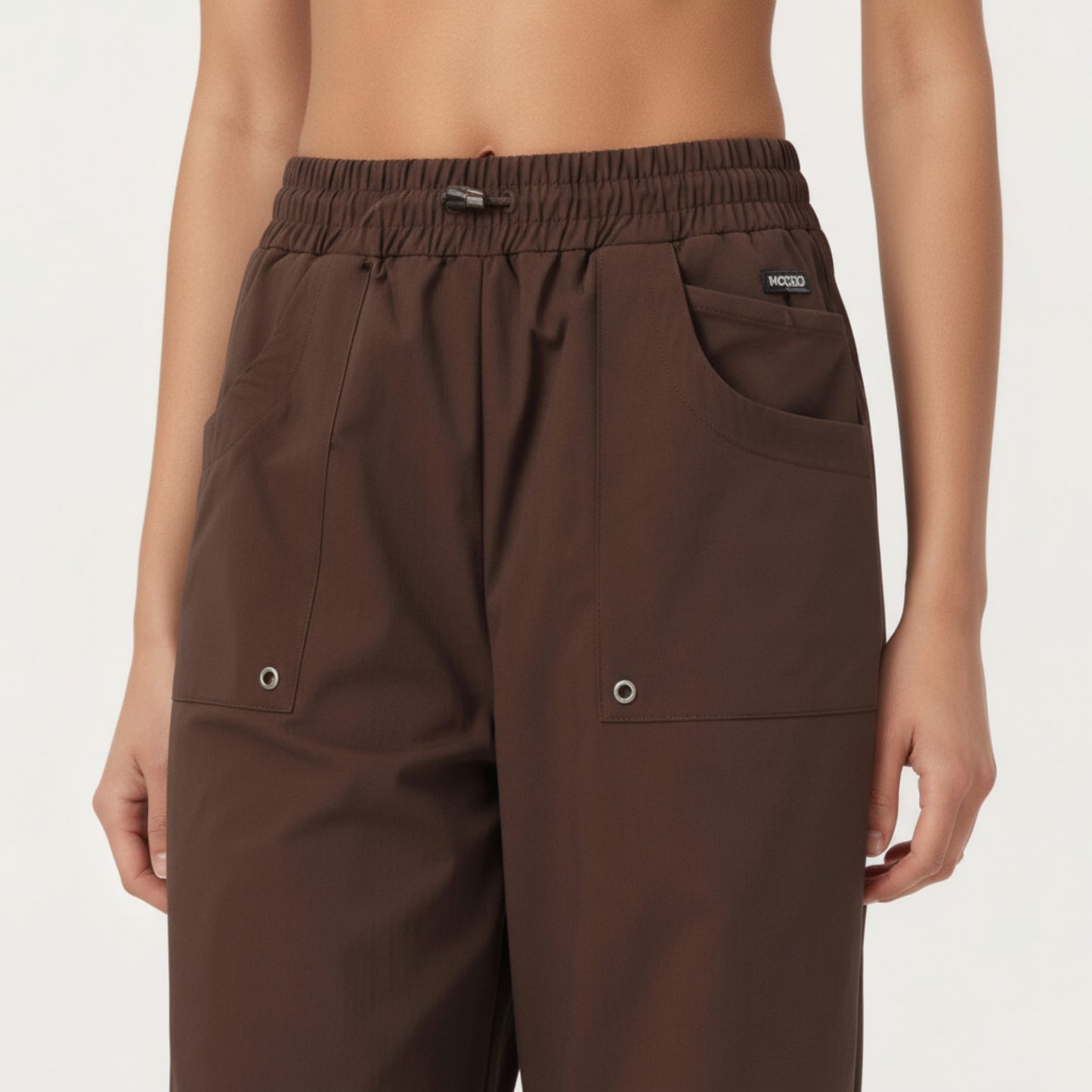 High Waist Wide Leg Cargo Sweatpants with Adjustable Drawstring and Utility Pocket Design