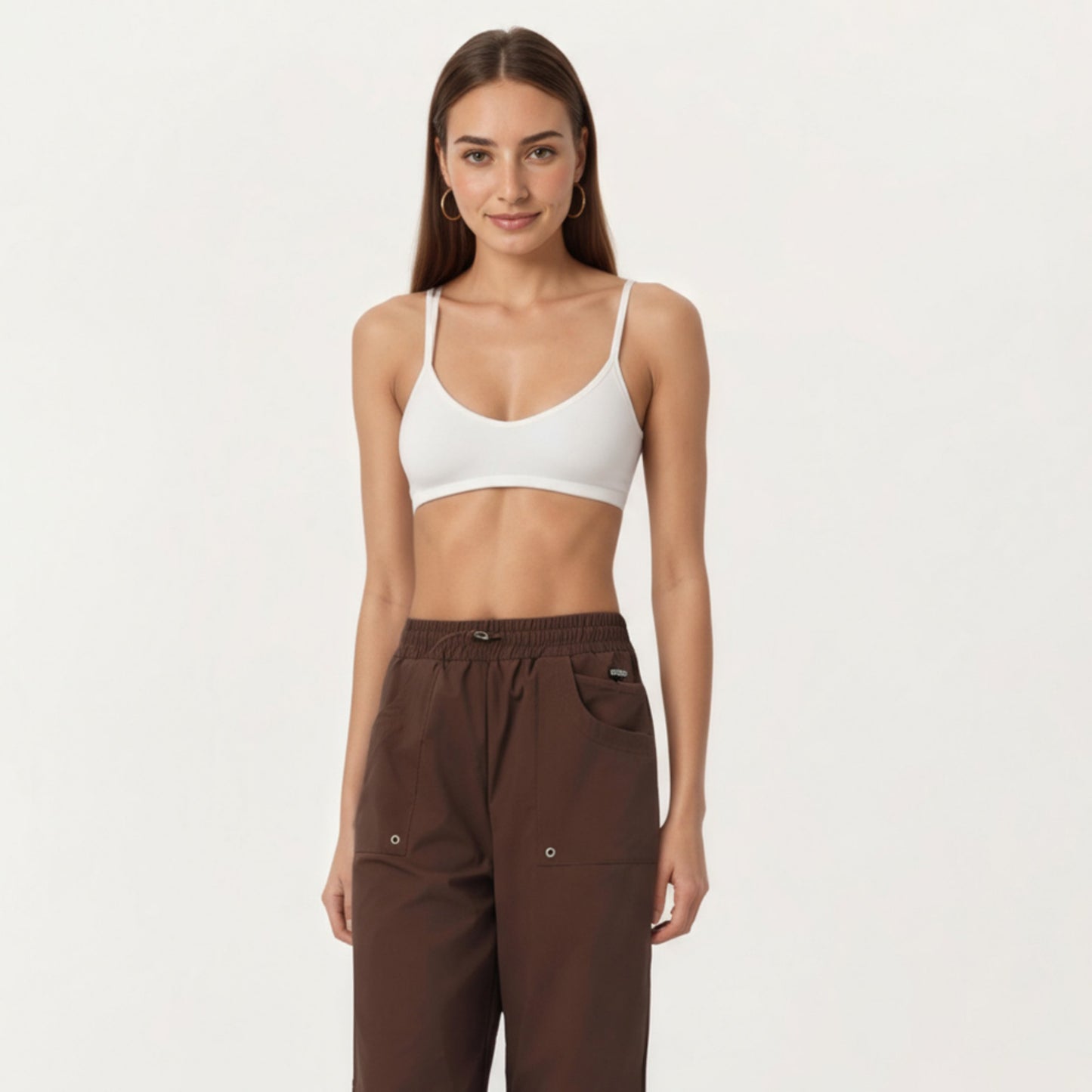 High Waist Wide Leg Cargo Sweatpants with Adjustable Drawstring and Utility Pocket Design