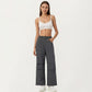 High Waist Wide Leg Cargo Sweatpants with Adjustable Drawstring and Utility Pocket Design