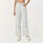 High Waist Wide Leg Cargo Sweatpants with Adjustable Drawstring and Utility Pocket Design