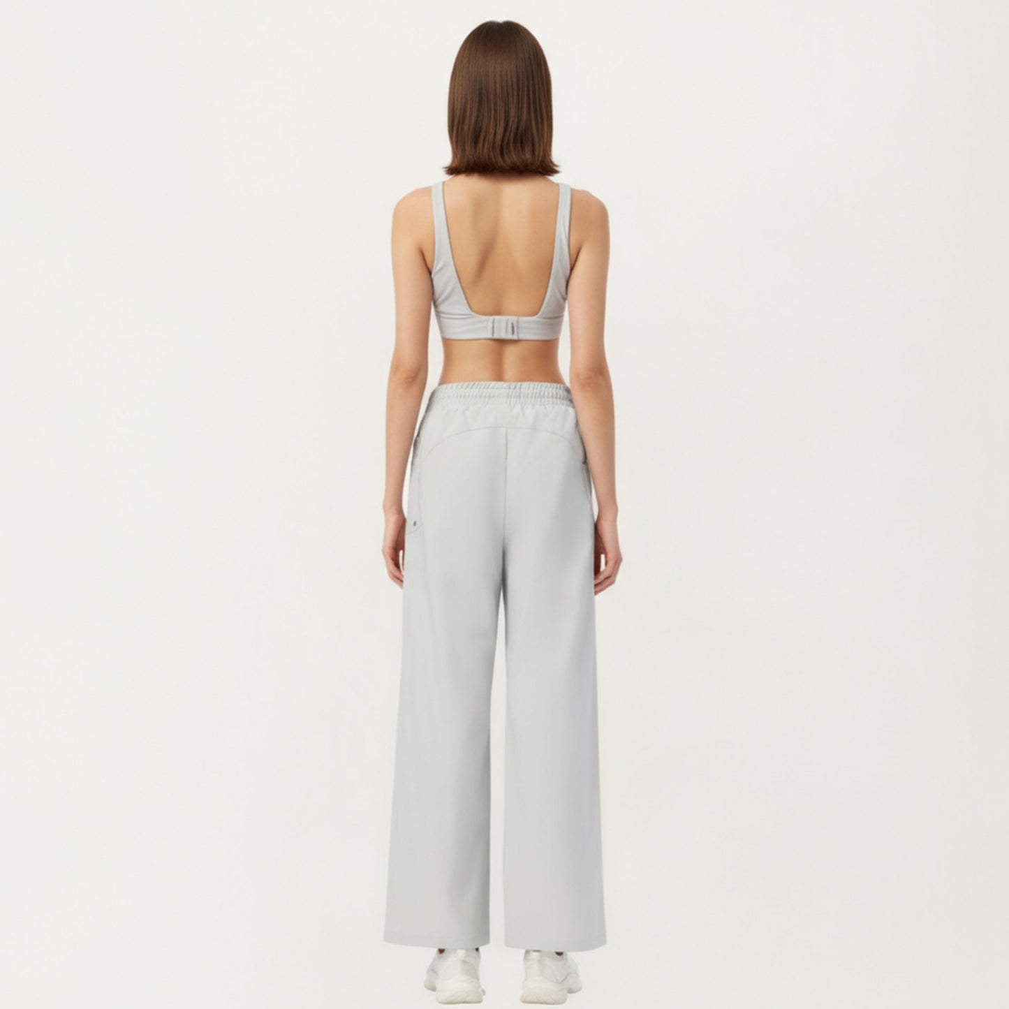 High Waist Wide Leg Cargo Sweatpants with Adjustable Drawstring and Utility Pocket Design