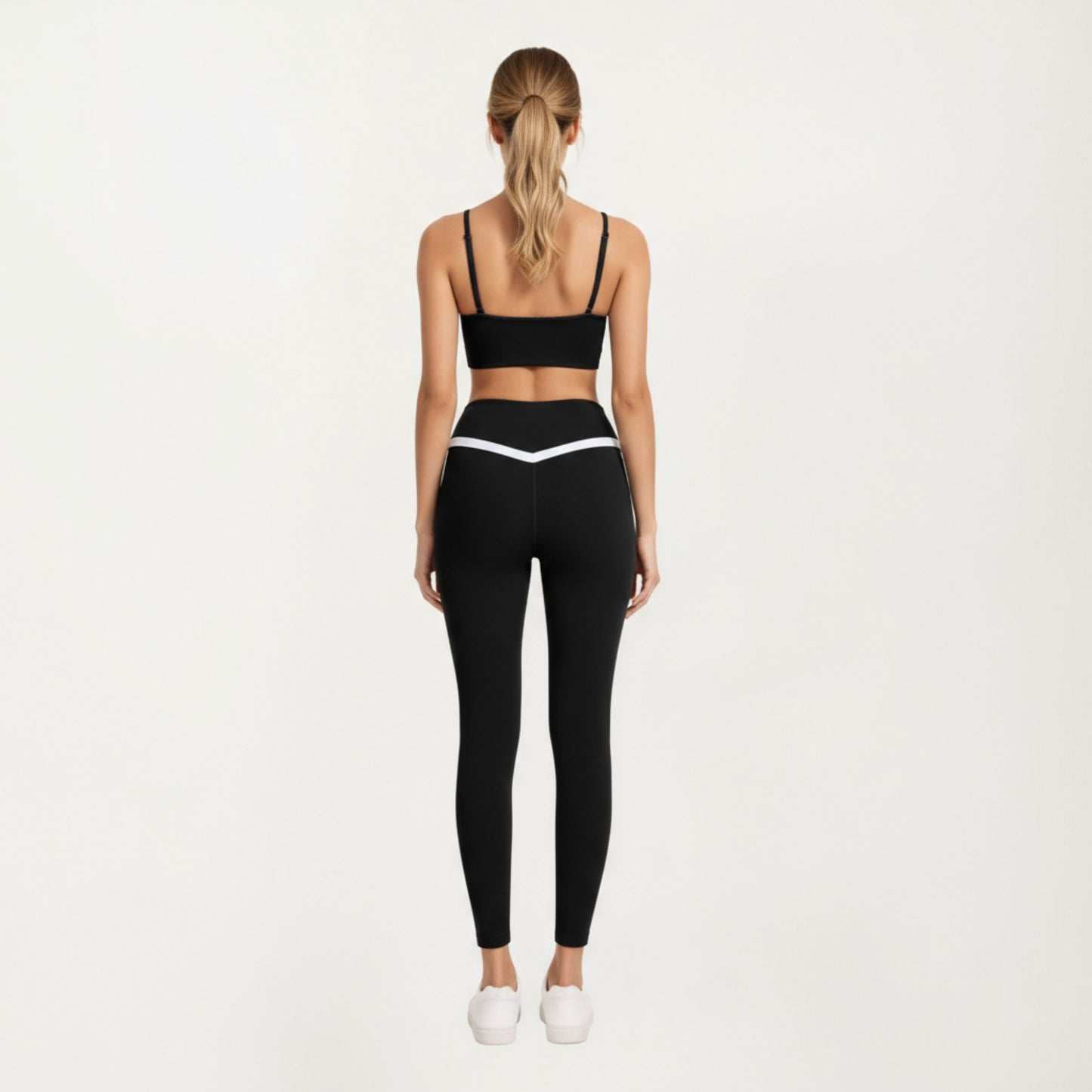 Asymmetrical Neck Colorblock Sports Bra with Strap Design and Stretch Fit Fabric