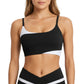 Asymmetrical Neck Colorblock Sports Bra with Strap Design and Stretch Fit Fabric