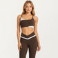 Asymmetrical Neck Colorblock Sports Bra with Strap Design and Stretch Fit Fabric