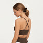 Asymmetrical Neck Colorblock Sports Bra with Strap Design and Stretch Fit Fabric