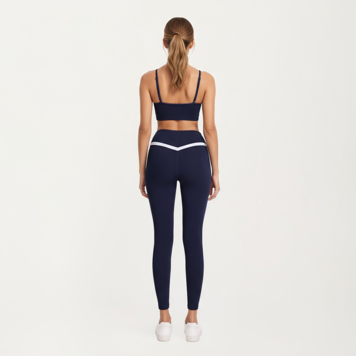 Asymmetrical Neck Colorblock Sports Bra with Strap Design and Stretch Fit Fabric