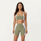 Square Neck Colorblock Sports Bra with Spaghetti Straps and Stretch Fit Fabric