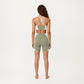 Square Neck Colorblock Sports Bra with Spaghetti Straps and Stretch Fit Fabric