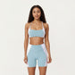 Square Neck Colorblock Sports Bra with Spaghetti Straps and Stretch Fit Fabric