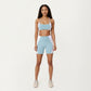 Square Neck Colorblock Sports Bra with Spaghetti Straps and Stretch Fit Fabric