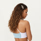 Square Neck Colorblock Sports Bra with Spaghetti Straps and Stretch Fit Fabric
