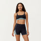 Scoop Neck Colorblock Sports Bra with Adjustable Straps and Stretch Fit Fabric