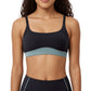 Scoop Neck Colorblock Sports Bra with Adjustable Straps and Stretch Fit Fabric