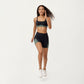 Scoop Neck Colorblock Sports Bra with Adjustable Straps and Stretch Fit Fabric
