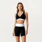V-Neck Cross Front Colorblock Sports Bra with Wide Straps and Supportive Elastic Band