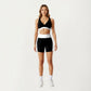V-Neck Cross Front Colorblock Sports Bra with Wide Straps and Supportive Elastic Band