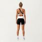 V-Neck Cross Front Colorblock Sports Bra with Wide Straps and Supportive Elastic Band
